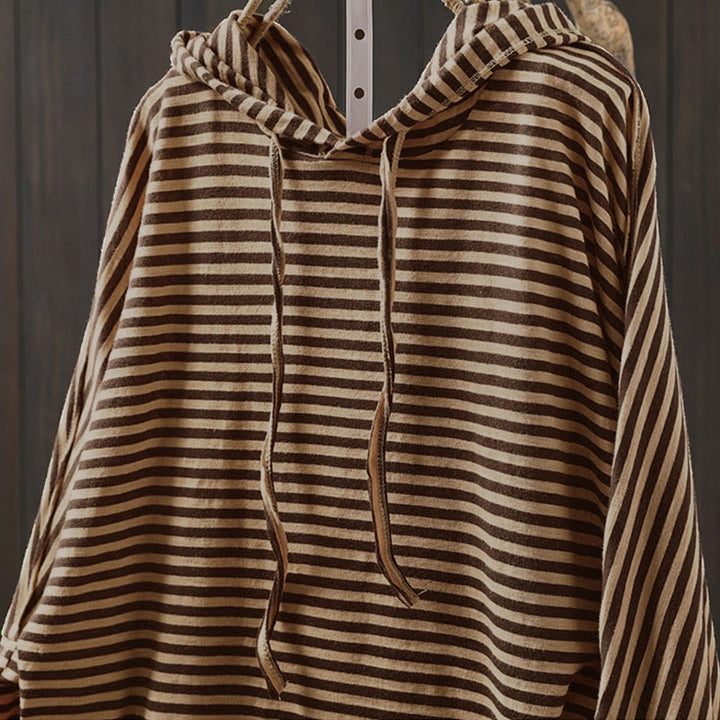 Buddha Stones Spring Striped Pattern Long Sleeve Women's Cotton Hoodie - image 15