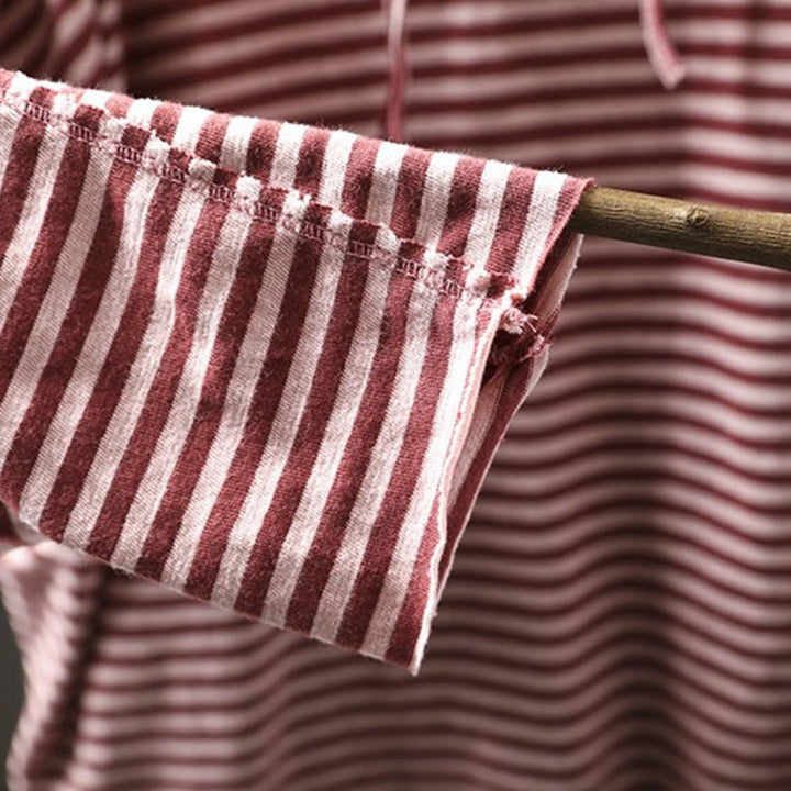 Buddha Stones Spring Striped Pattern Long Sleeve Women's Cotton Hoodie - image 9