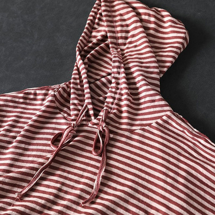 Buddha Stones Spring Striped Pattern Long Sleeve Women's Cotton Hoodie - image 6