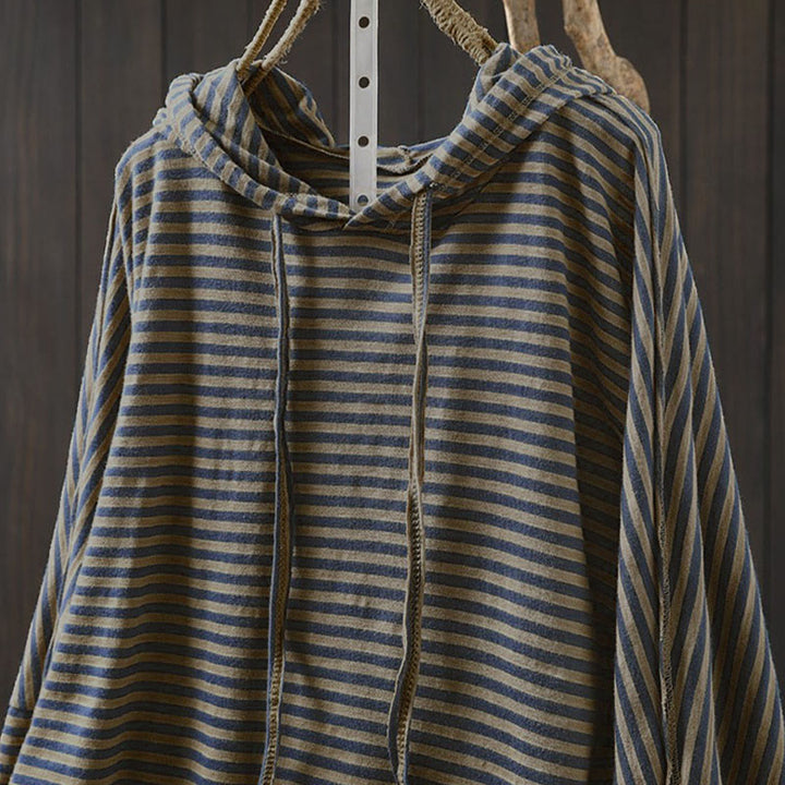 Buddha Stones Spring Striped Pattern Long Sleeve Women's Cotton Hoodie - image 1