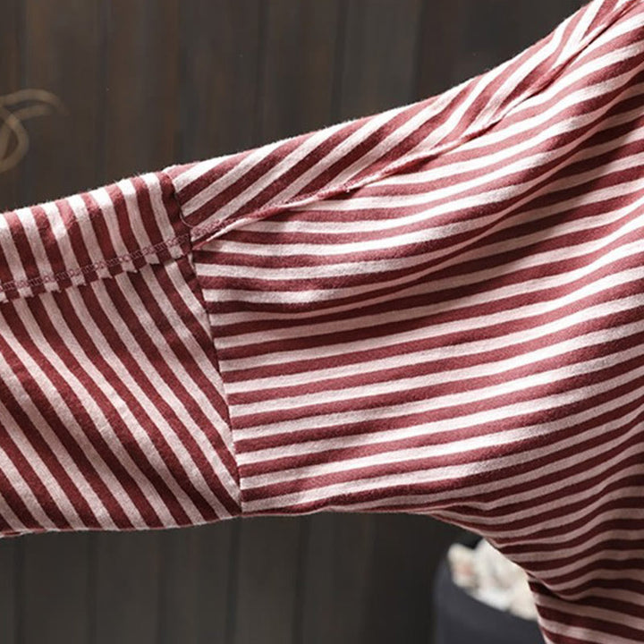 Buddha Stones Spring Striped Pattern Long Sleeve Women's Cotton Hoodie - image 7