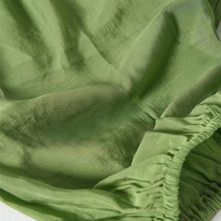 Buddha Stones Summer Green Ankle-Length Cotton Drawstring Women's Pants With Pockets - image 6