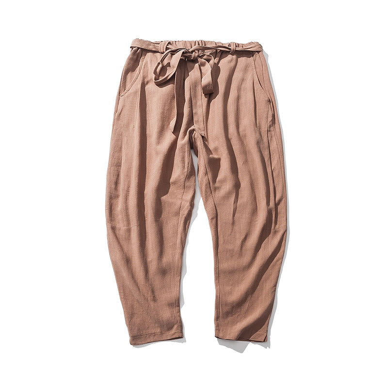 Buddha Stones Commute Solid Color Simple Design Men's Harem Cotton Pants With Pockets - image 2