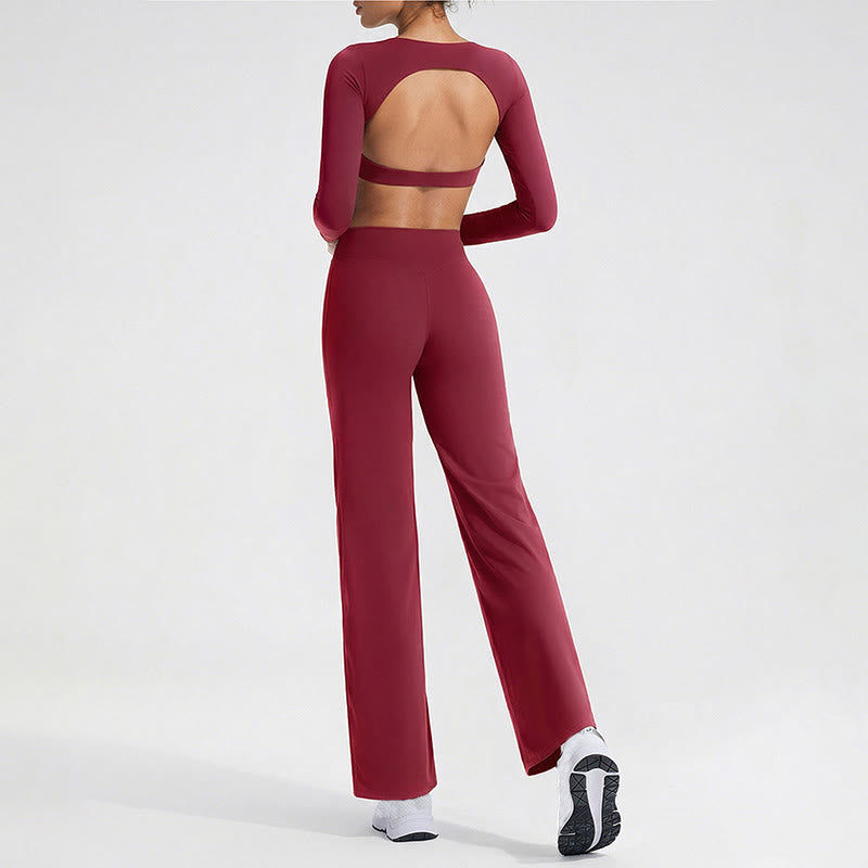 Buddha Stones Long Sleeve Backless Bra Sports Fitness Yoga Women's Tank Top - image 29