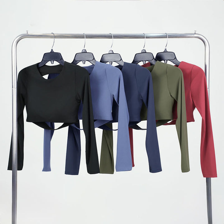 Buddha Stones Long Sleeve Backless Bra Sports Fitness Yoga Women's Tank Top - image 31