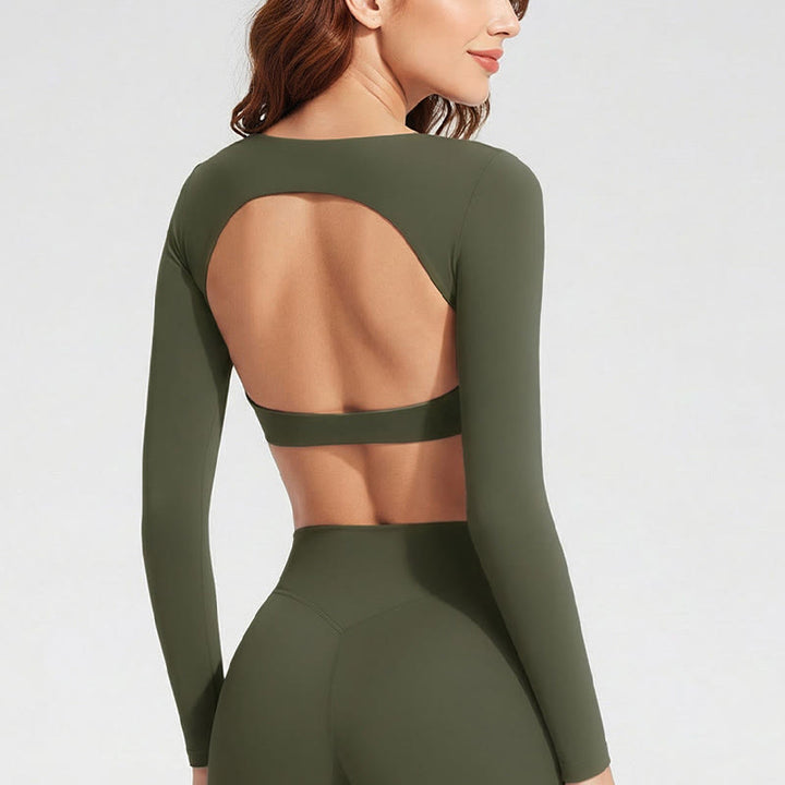 Buddha Stones Long Sleeve Backless Bra Sports Fitness Yoga Women's Tank Top - image 24