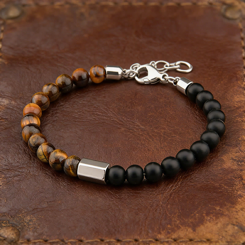 Buddha Stones Tiger Eye Grey Jasper Hematite Protection Bracelet - image 1