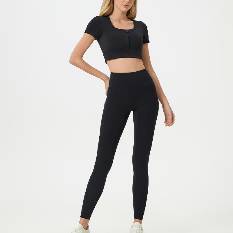 Buddha Stone Solid Color High Waist Sports Fitness Leggings Women's Yoga Pants - image 19