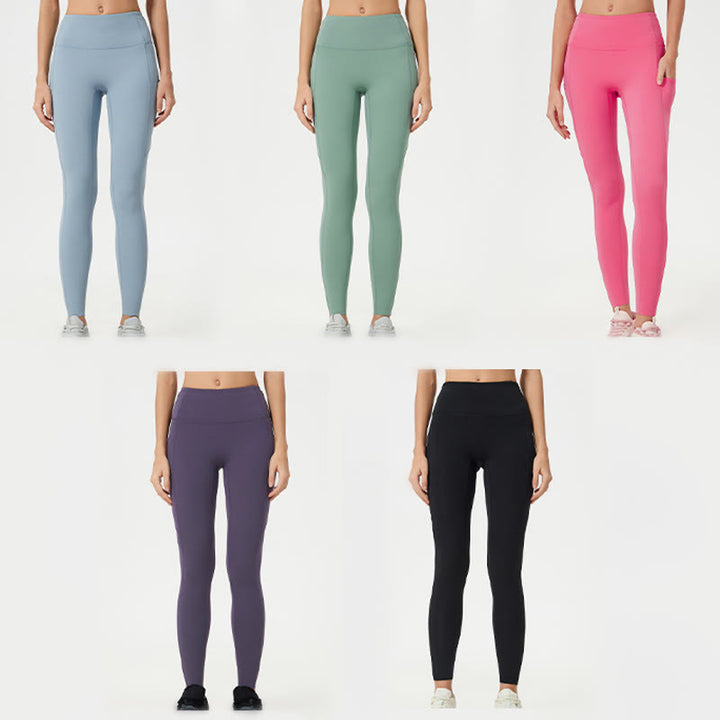 Buddha Stone Solid Color High Waist Sports Fitness Leggings Women's Yoga Pants - image 29