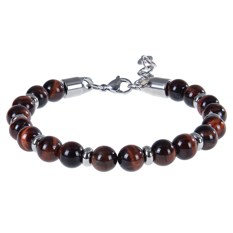 Buddha Stones Tiger Eye Various Natural Stone Beads Protection Bracelet - Red Tiger Eye(Wrist Circumference:17-20 cm) - image 15