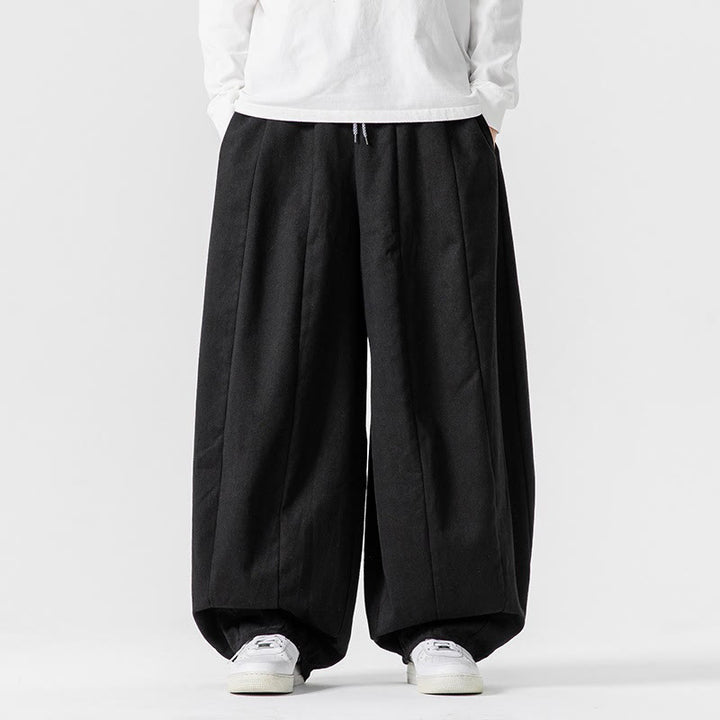Buddha Stones Winter Commute Plain Drawstring Design Men's Wide Leg Cotton Pants With Pockets - Black - US/UK/AU46，EU56 (5XL) - image 38