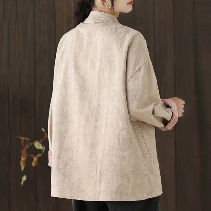 Buddha Stones Fall Floral Print Frog-Button Stand Collar Long Sleeve Women's Cotton Shirt - image 18