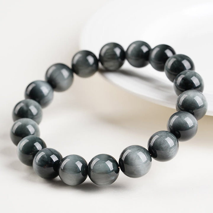Buddha Stones Eagle's Eye Stone Positive Calm Beaded Bracelet - image 1