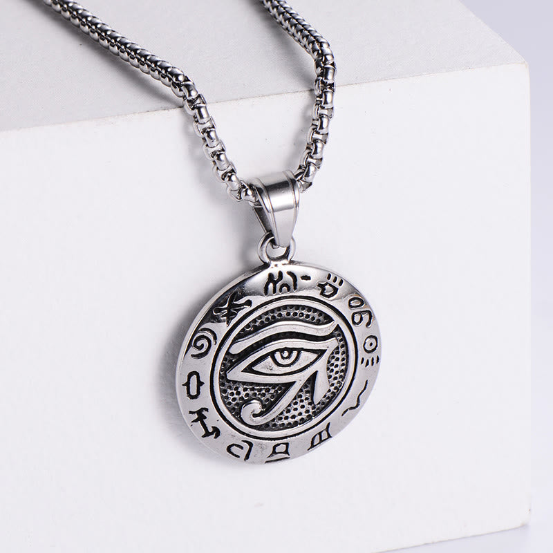 Buddha Stones Titanium Steel Evil Eye Balance Necklace Pendants - Silvery Titanium Steel Evil Eye - image 0