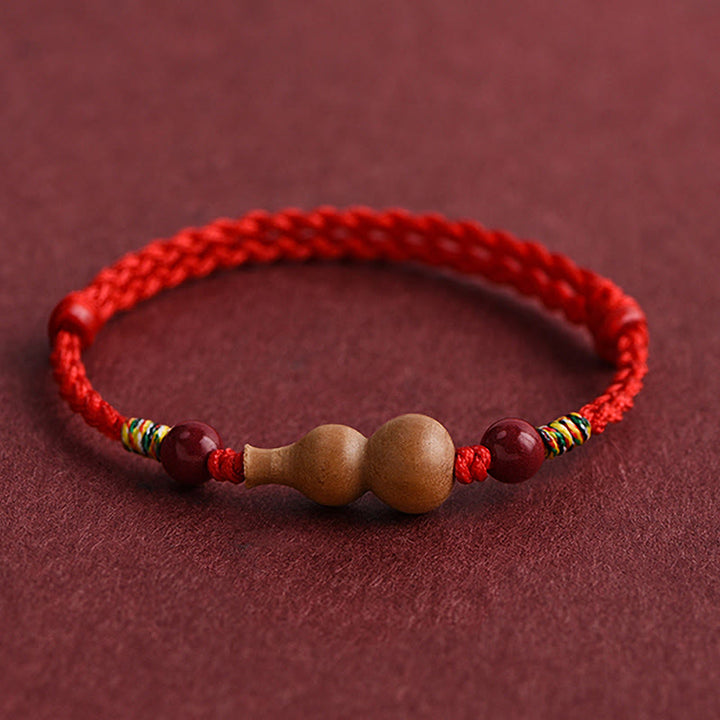 Buddha Stones Gourd Peach Wood Rope Adjustable Wealth Luck Bracelet - image 7