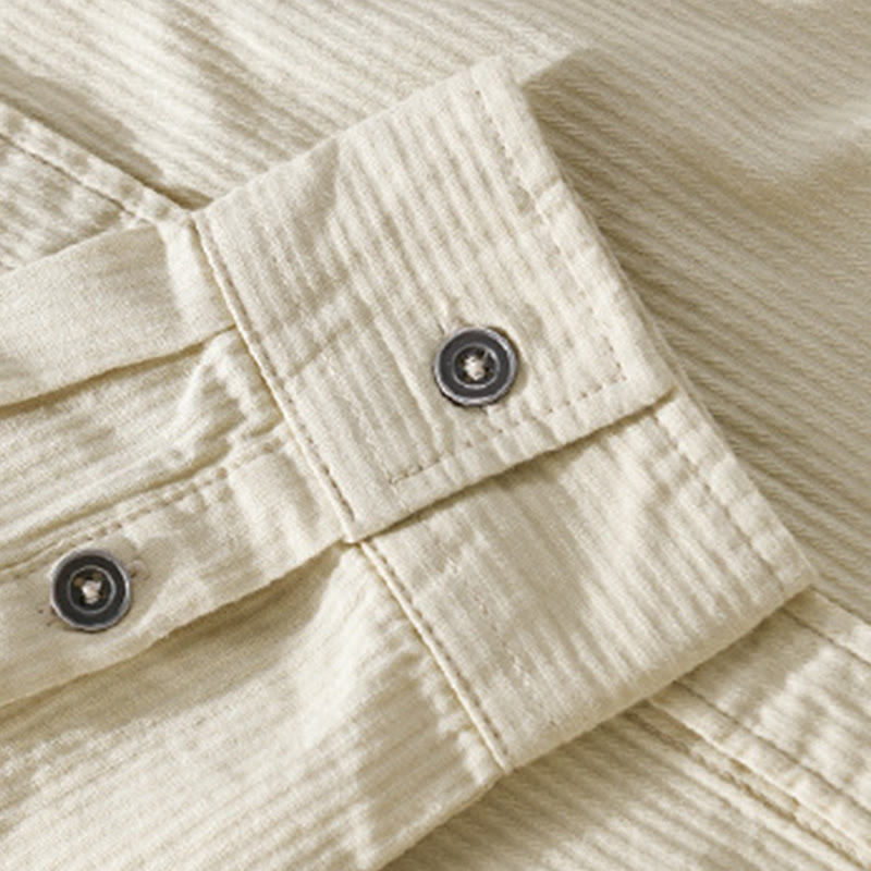 Buddha Stones Fall Triangle Rhombus Decorative Pocket Buttons Down Stand Collar Long Sleeve Men's Cotton Shirt - image 12