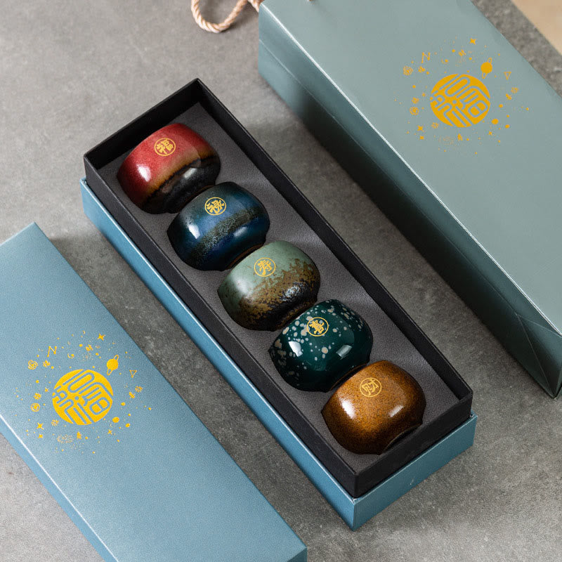 Buddha Stones Hand Painted Fu Character Ceramic Teacup Kung Fu Tea Cup With Gift Box - image 9