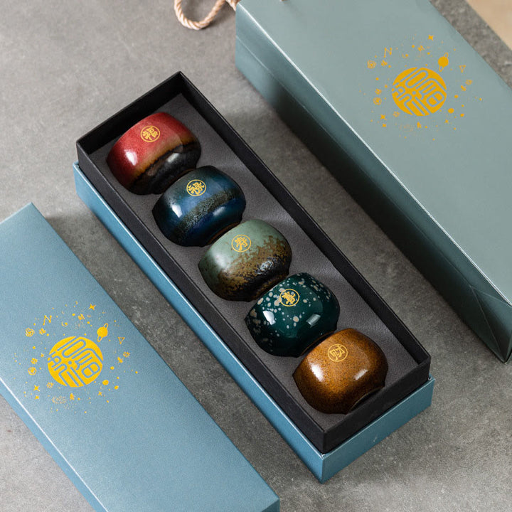 Buddha Stones Hand Painted Fu Character Ceramic Teacup Kung Fu Tea Cup With Gift Box - image 9