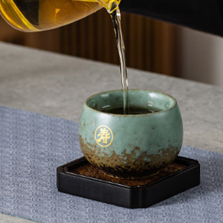 Buddha Stones Hand Painted Fu Character Ceramic Teacup Kung Fu Tea Cup With Gift Box - image 4