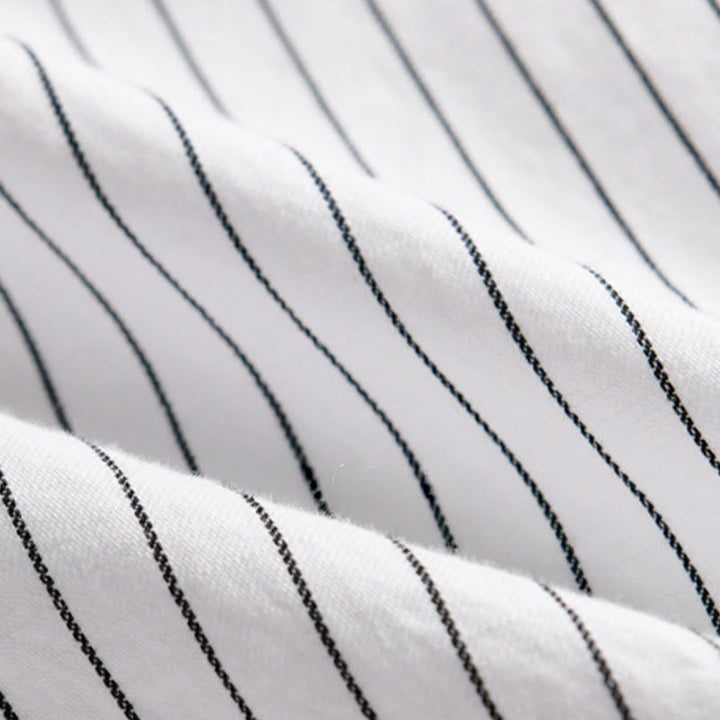 Buddha Stones Fall 2 In 1 Stripes Stand Collar Long Sleeve Men's Cotton Shirt - image 9