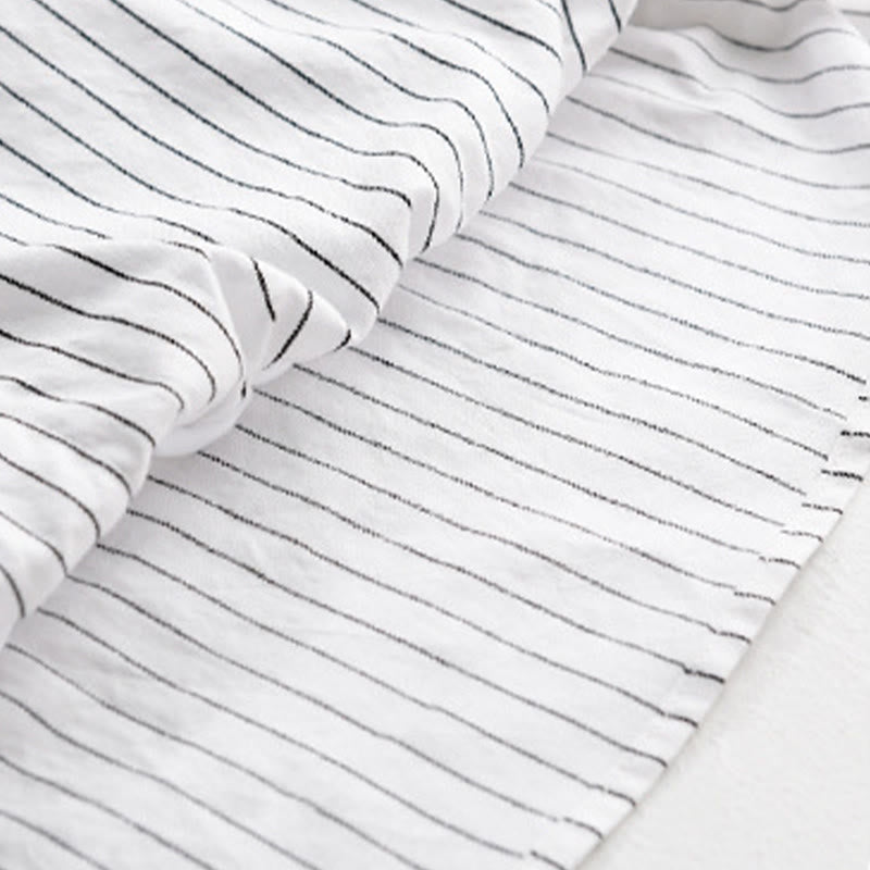 Buddha Stones Fall 2 In 1 Stripes Stand Collar Long Sleeve Men's Cotton Shirt - image 7