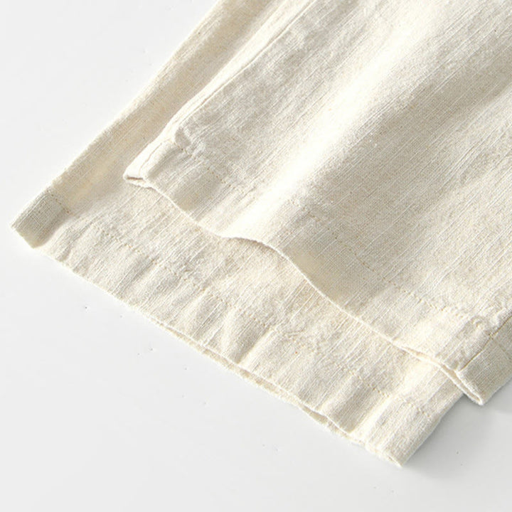 Buddha Stones Fall Solid Drawstring Zipper Men's Linen Wide Leg Pants With Pockets - image 30