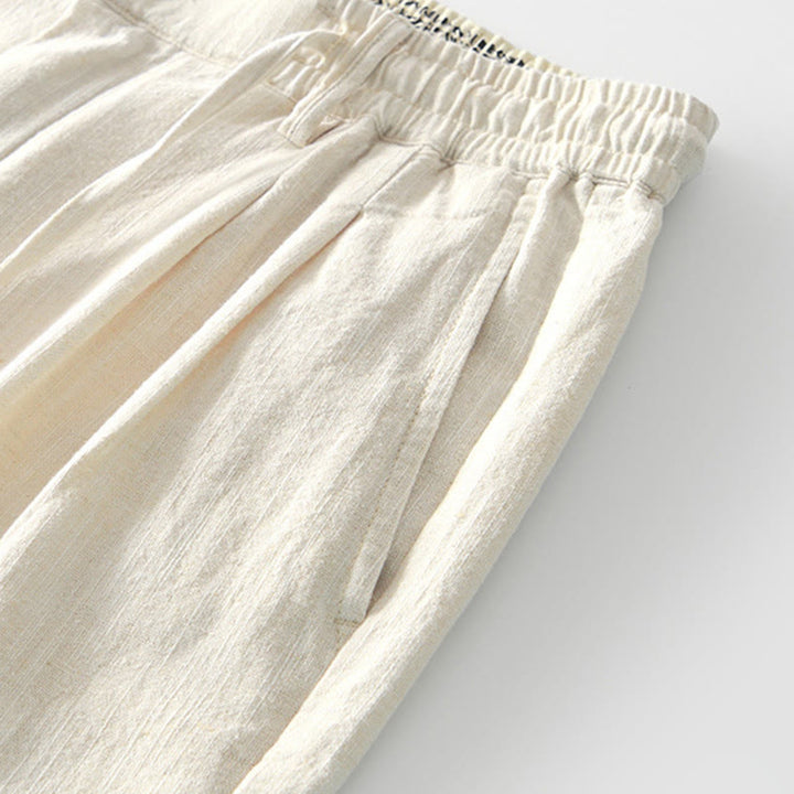 Buddha Stones Fall Solid Drawstring Zipper Men's Linen Wide Leg Pants With Pockets - image 29