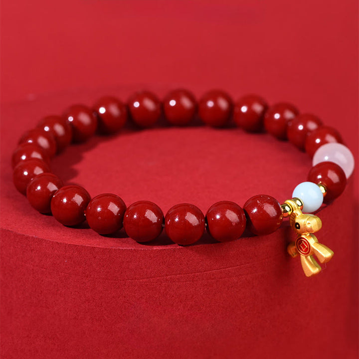 Buddha Stones Year Of The Horse Cute Horse Copper Coins Design Cinnabar Blessing Bracelet - image 3
