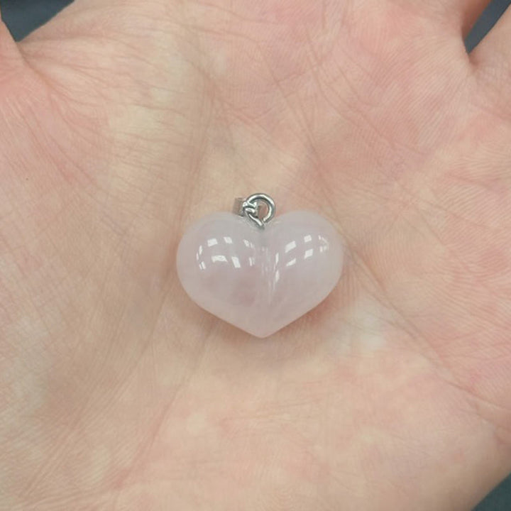 Buddha Stones Heart Design Amethyst Topaz Pink Crystal Opal Tiger Eye White Crystal Red Jasper Amazonite Green Aventurine Black Obsidian Citrine Balance Necklace Pendant - Pink Crystal - image 5