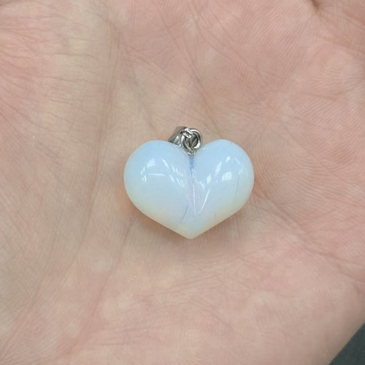 Buddha Stones Heart Design Amethyst Topaz Pink Crystal Opal Tiger Eye White Crystal Red Jasper Amazonite Green Aventurine Black Obsidian Citrine Balance Necklace Pendant - Opal - image 7