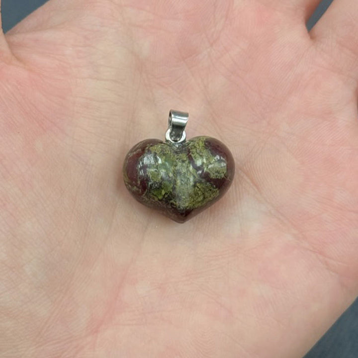 Buddha Stones Heart Design Amethyst Topaz Pink Crystal Opal Tiger Eye White Crystal Red Jasper Amazonite Green Aventurine Black Obsidian Citrine Balance Necklace Pendant - Dragon's Blood Jasper - image 4