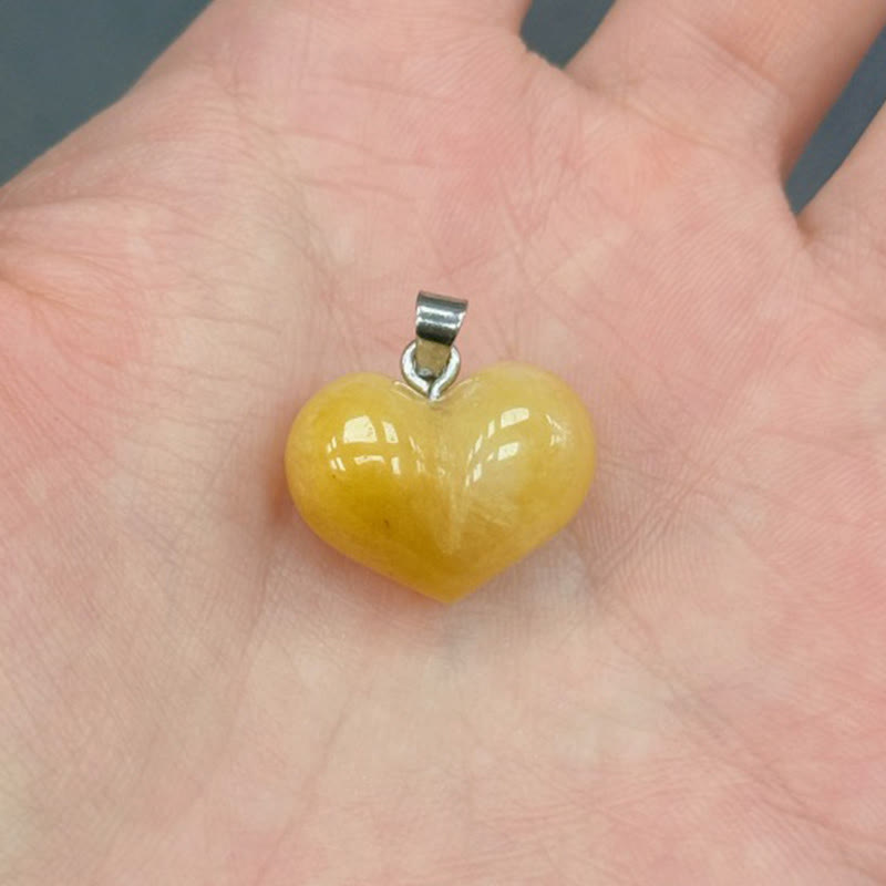 Buddha Stones Heart Design Amethyst Topaz Pink Crystal Opal Tiger Eye White Crystal Red Jasper Amazonite Green Aventurine Black Obsidian Citrine Balance Necklace Pendant - Topaz - image 2