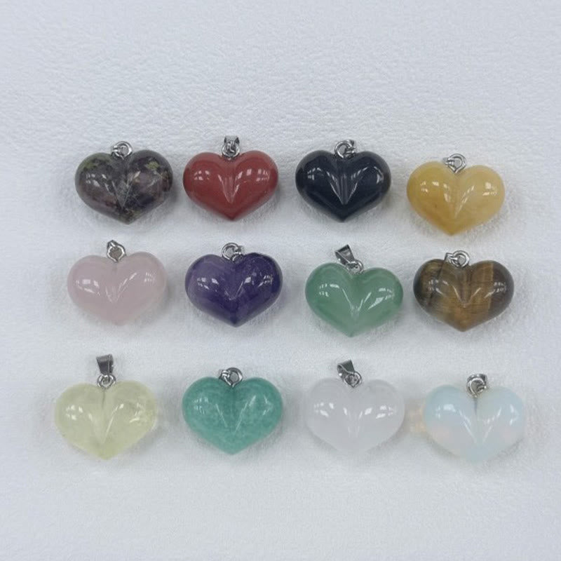 Buddha Stones Heart Design Amethyst Topaz Pink Crystal Opal Tiger Eye White Crystal Red Jasper Amazonite Green Aventurine Black Obsidian Citrine Balance Necklace Pendant - image 24