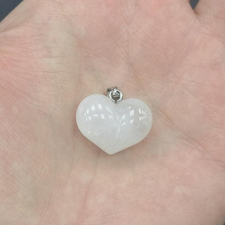 Buddha Stones Heart Design Amethyst Topaz Pink Crystal Opal Tiger Eye White Crystal Red Jasper Amazonite Green Aventurine Black Obsidian Citrine Balance Necklace Pendant - White Crystal - image 11