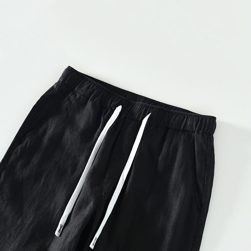 Buddha Stones Fall Solid Drawstring Elastic Waist Men's Linen Ankle-Length Pants With Pockets - image 6