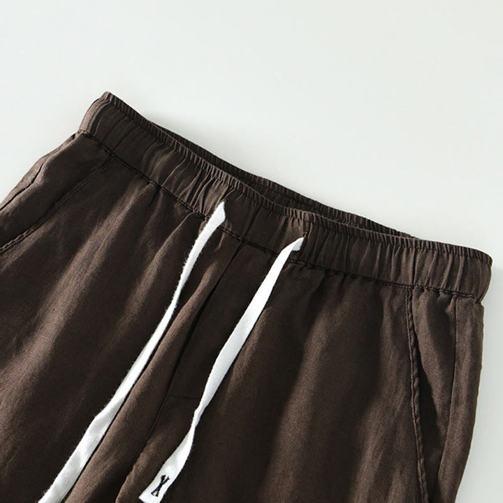 Buddha Stones Fall Solid Drawstring Elastic Waist Men's Linen Ankle-Length Pants With Pockets - image 13