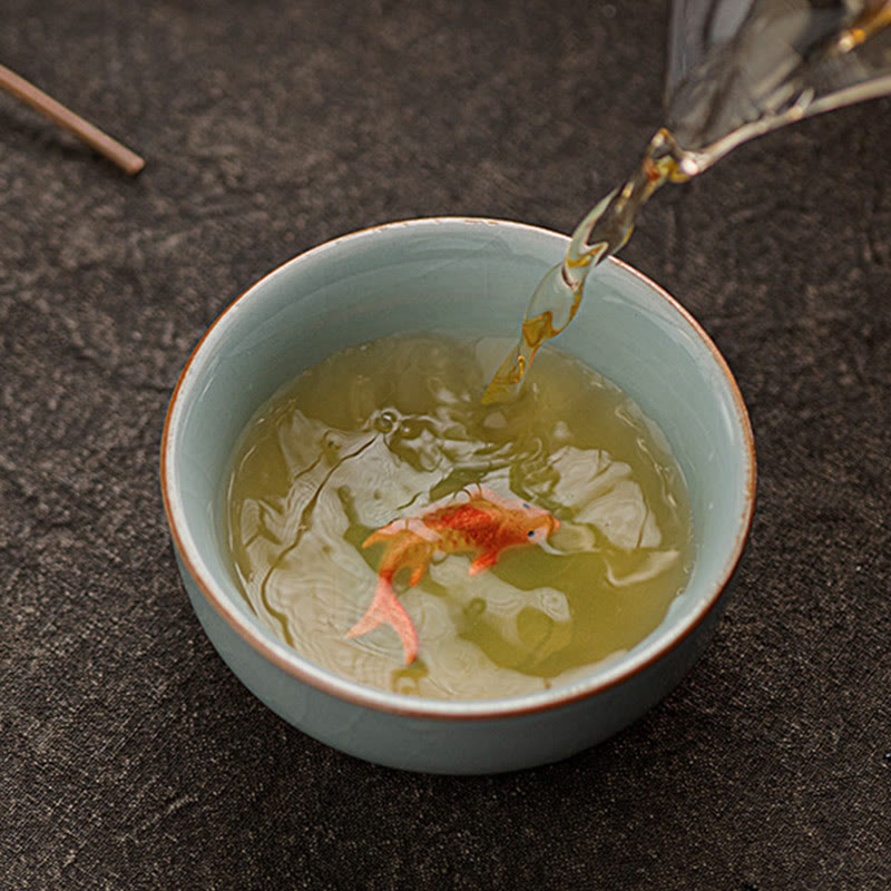 Buddha Stones Hand Painted Koi Fish Ceramic Teacup Kung Fu Tea Cup 50ml - image 6