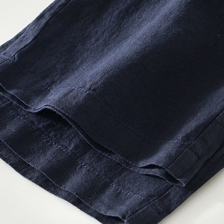 Buddha Stones Fall Solid Drawstring Elastic Waist Men's Linen Straight Leg Pants With Pockets - image 4