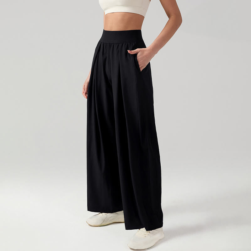 Buddha Stones Solid Color Breathable Women's Wide Leg Pants Sports Yoga Sweatpants With Pockets - image 4