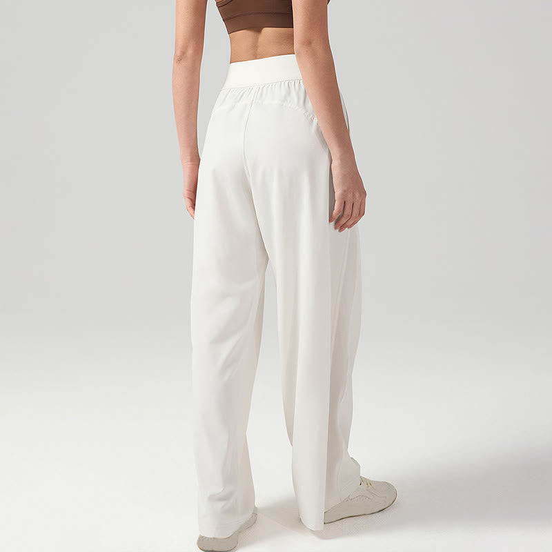 Buddha Stones Solid Color Breathable Women's Wide Leg Pants Sports Yoga Sweatpants With Pockets - image 2