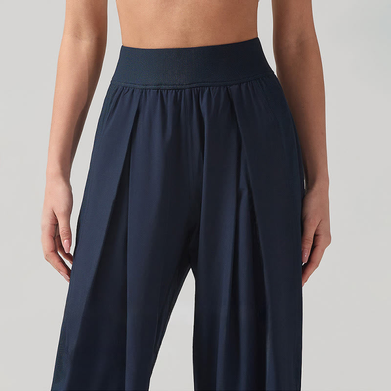 Buddha Stones Solid Color Breathable Women's Wide Leg Pants Sports Yoga Sweatpants With Pockets - image 9