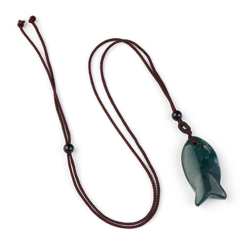 Buddha Stones Koi Fish Pink Crystal Indian Agate Amethyst Topaz Red Jasper Success Warmth Necklace Pendant - Indian Agate - image 4