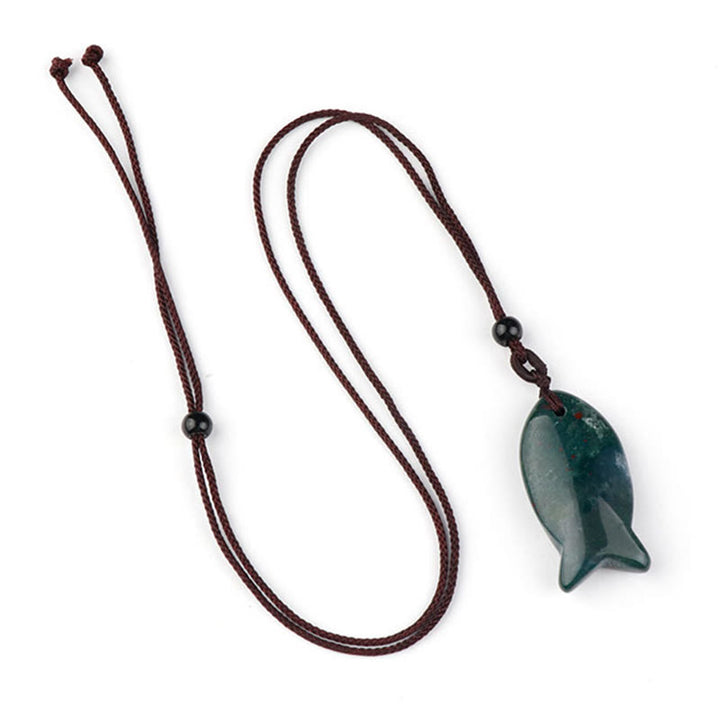 Buddha Stones Koi Fish Pink Crystal Indian Agate Amethyst Topaz Red Jasper Success Warmth Necklace Pendant - Indian Agate - image 4