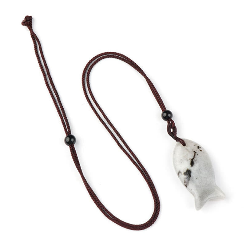 Buddha Stones Koi Fish Pink Crystal Indian Agate Amethyst Topaz Red Jasper Success Warmth Necklace Pendant - Labradorite - image 12