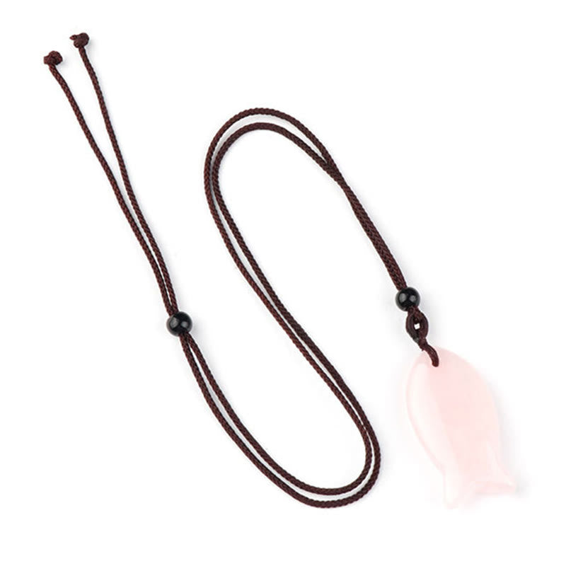 Buddha Stones Koi Fish Pink Crystal Indian Agate Amethyst Topaz Red Jasper Success Warmth Necklace Pendant - Pink Crystal - image 1