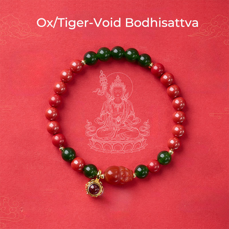 Buddha Stones Year Of The Horse Micro-Engraving Projection The Chinese Zodiac Natal Buddha Cinnabar Blessing Bracelet - Ox/Tiger-Void Bodhisattva - image 10