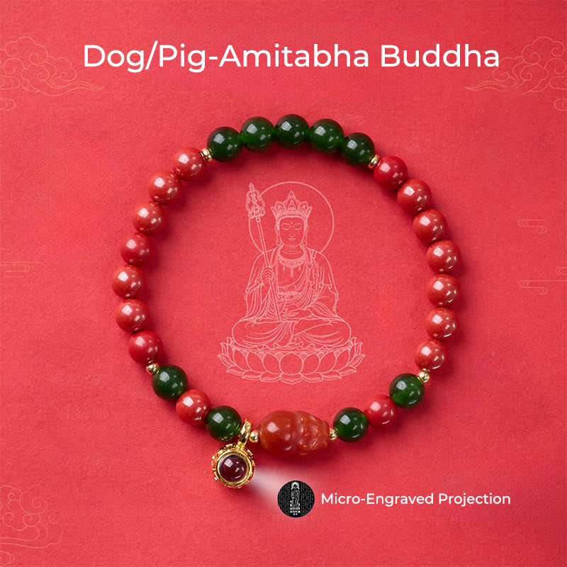 Buddha Stones Year Of The Horse Micro-Engraving Projection The Chinese Zodiac Natal Buddha Cinnabar Blessing Bracelet - image 21