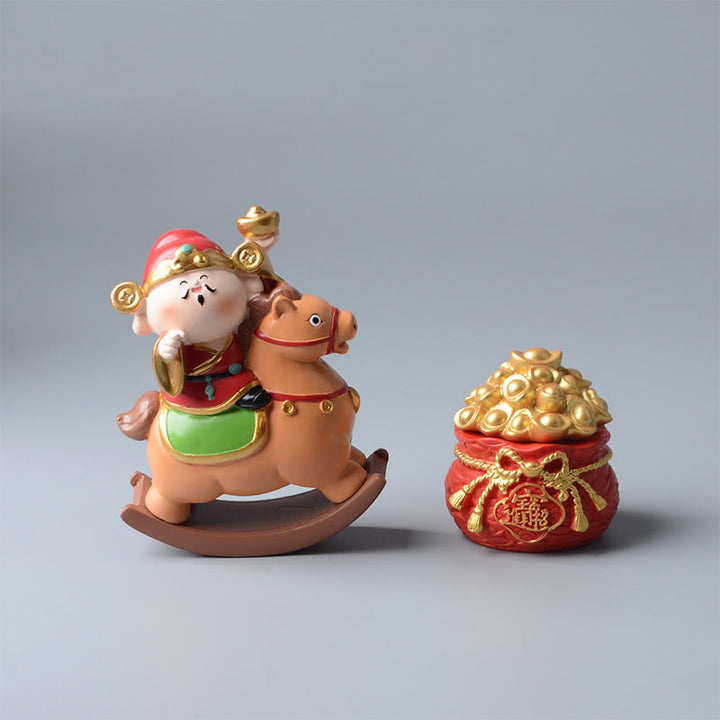 Buddha Stones Year Of The Horse God of Wealth Money Bag Success Prosperity Desk Decoration - image 14