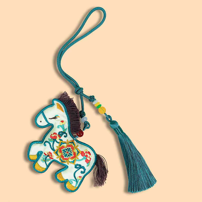Buddha Stones Year Of The Horse Embroidery Flower Cute Pony Tassel Freedom Hanging Decoration - image 6