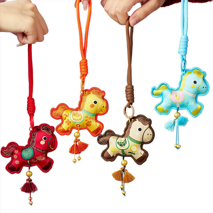 Buddha Stones Year Of The Horse Various Color Embroidery Tassel Prosperity Key Chain - image 13
